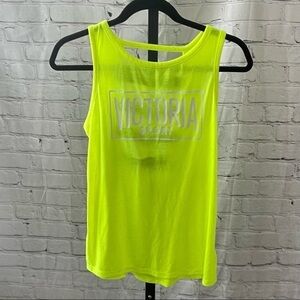 Victoria's Secret VSX Neon Yellow Tank Top With Open Back Detail Size Small
